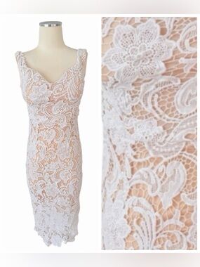 Missguided White Floral Lace Midi Dress Sz 6